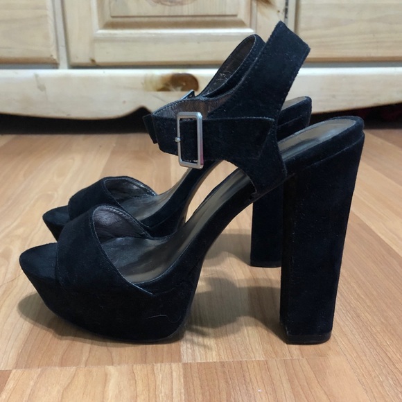 Material Girl Black Block Heels - Picture 2 of 4